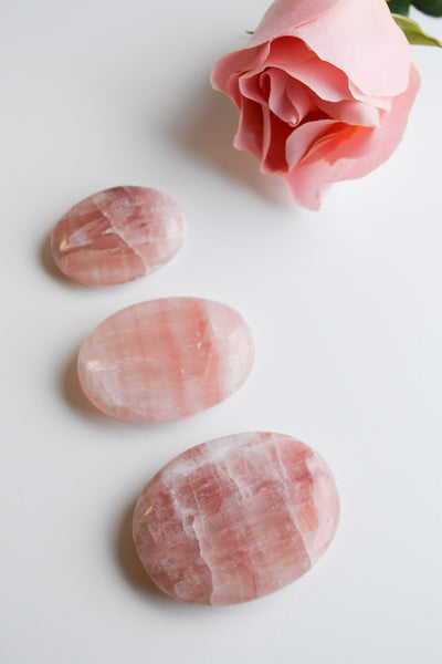 Rose Himalayan Calcite Palm Stone